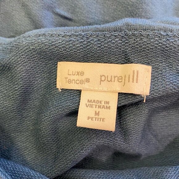 Pure Jill Womens T-Shirt Dress Blue Stretch Scoop Long Sleeve Overlay P Medium - Picture 9 of 9